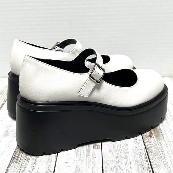 New White Platform Mary Jane Wedge Ballet Flats - Picture 3 of 4
